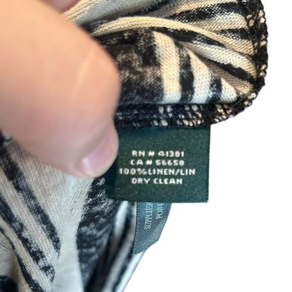 Ralph Lauren Black Gray Stripe Linen Shirt Womens Sz 2X Drop Shoulder Classic - Picture 14 of 16